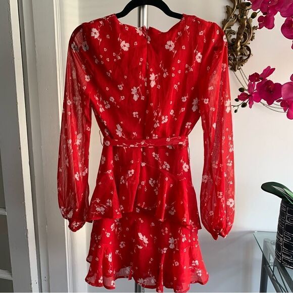 NORDSTROM RED FAUX WRAP DRESS - Picture 12 of 15